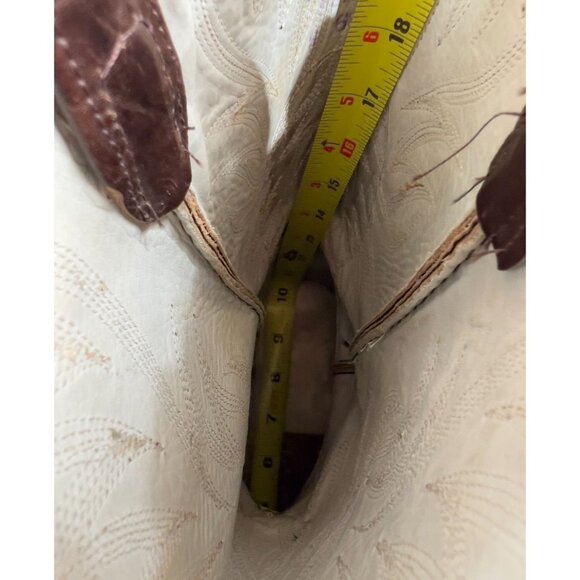 Vintage Dan Post Western Cowboy Boots Leather Sole Men's Size 8 Brown & Tan - Picture 12 of 14